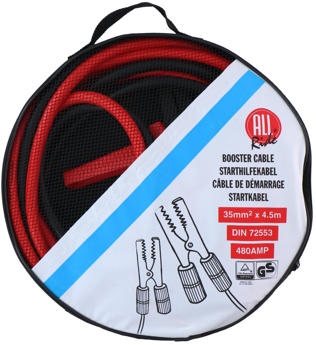 All Ride startkabelset - 2 stuks - 35mm2 - 480a - 2x4.5m - gesoleerde klemmen