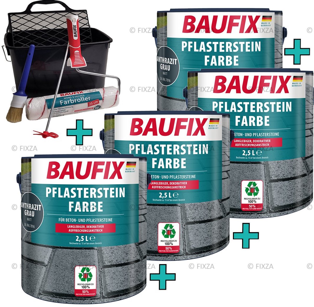 BAUFIX Impregnerende Tuintegel verf antraciet grijs + Verwerking set 30 m²