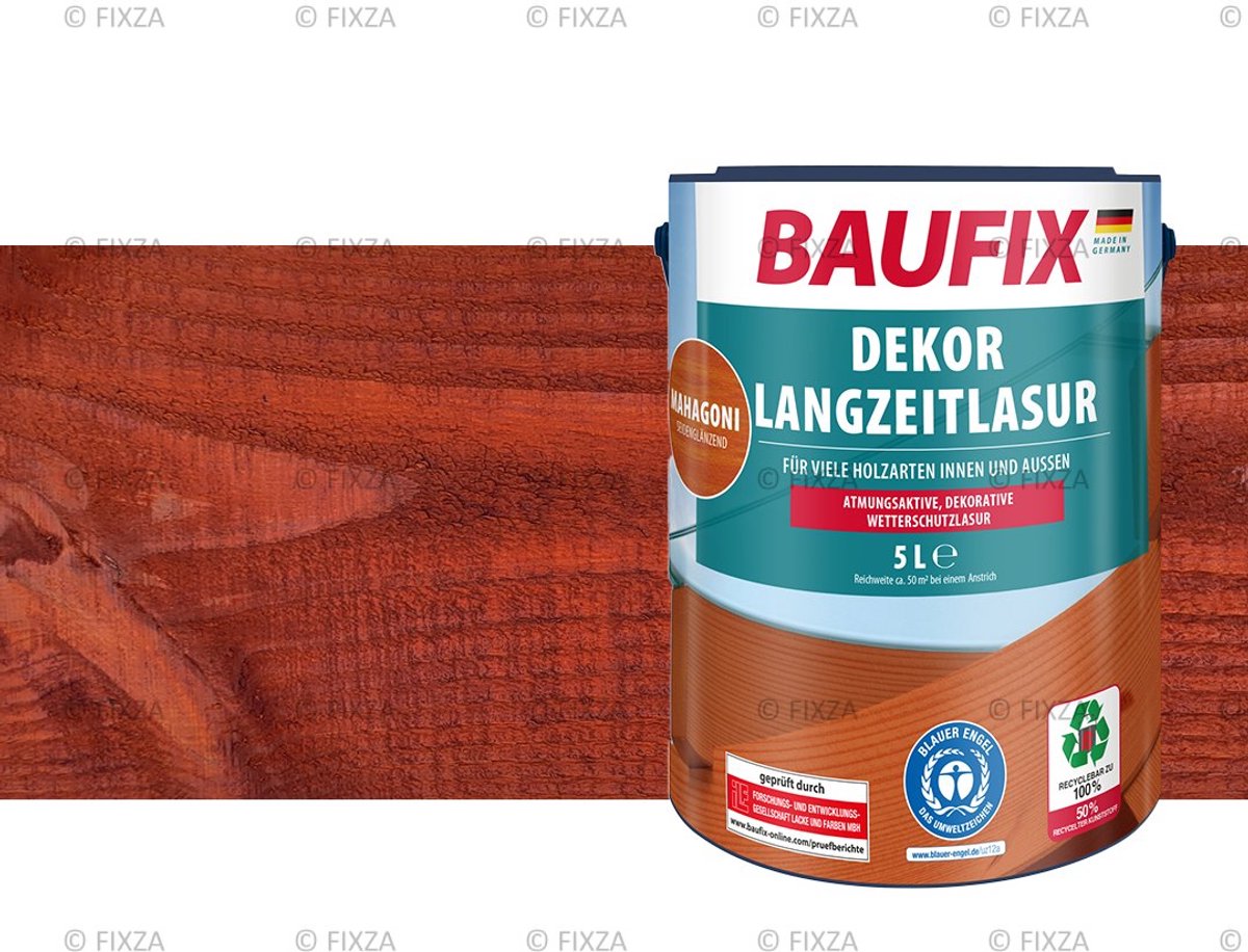 BAUFIX Decor Houtbeits – Mahonie – Zijdeglans 5L – Buiten & Binnen – Voor Schutting, Tuinhuis & Blokhut – UV- & Weerbestendig