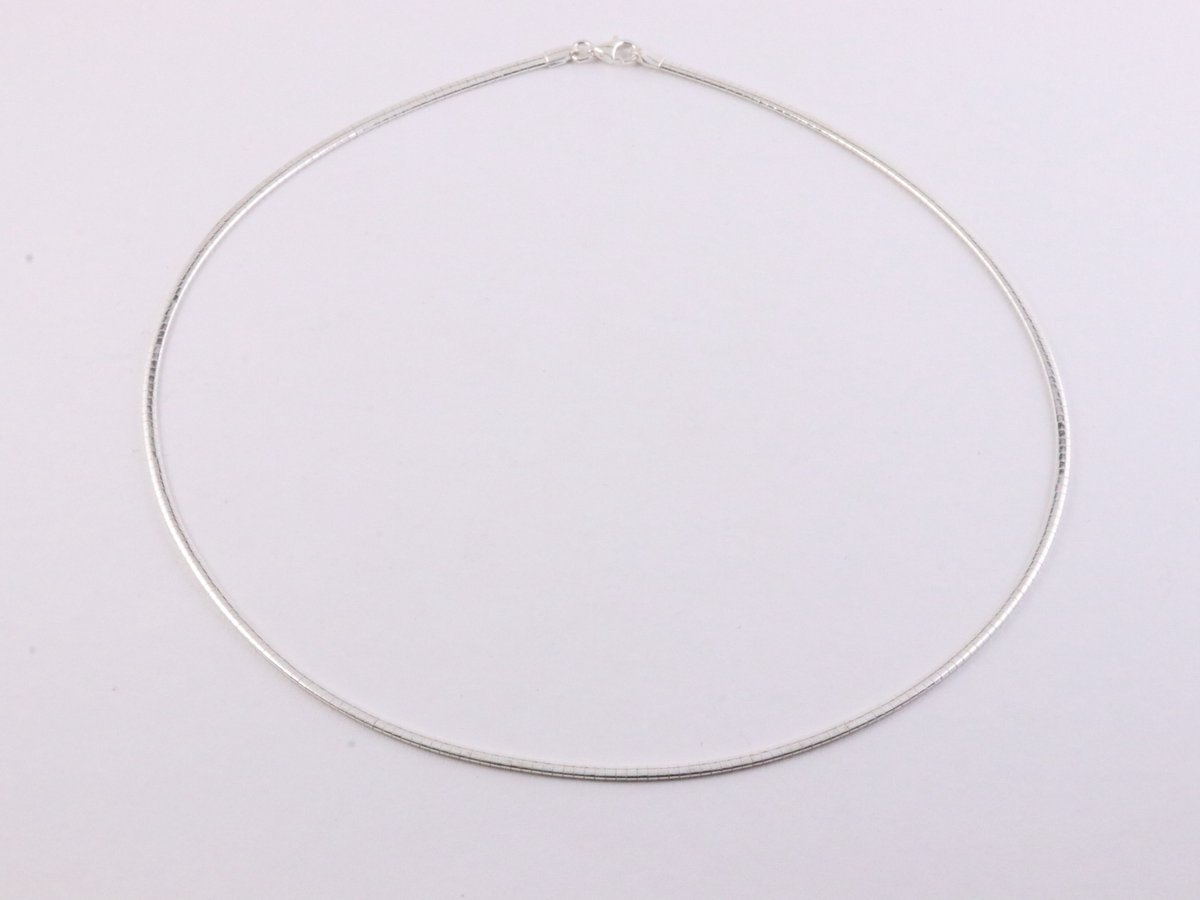 Fijn hoogglans zilveren omega collier