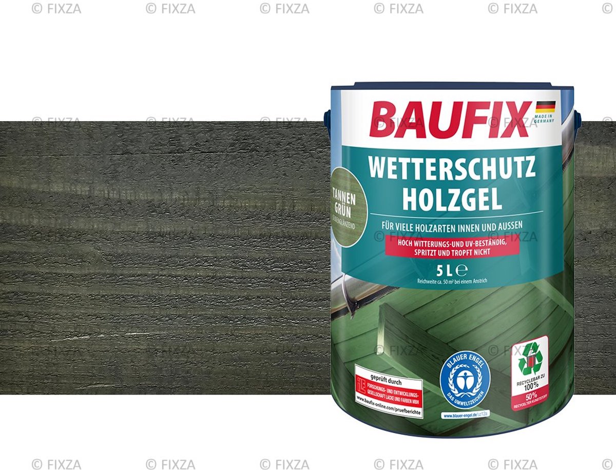 BAUFIX Buitenbeits – Dennengroen – Zijdeglans – 5 Liter – Voor Schutting, Tuinhuis & Blokhut – UV- & Weerbestendig