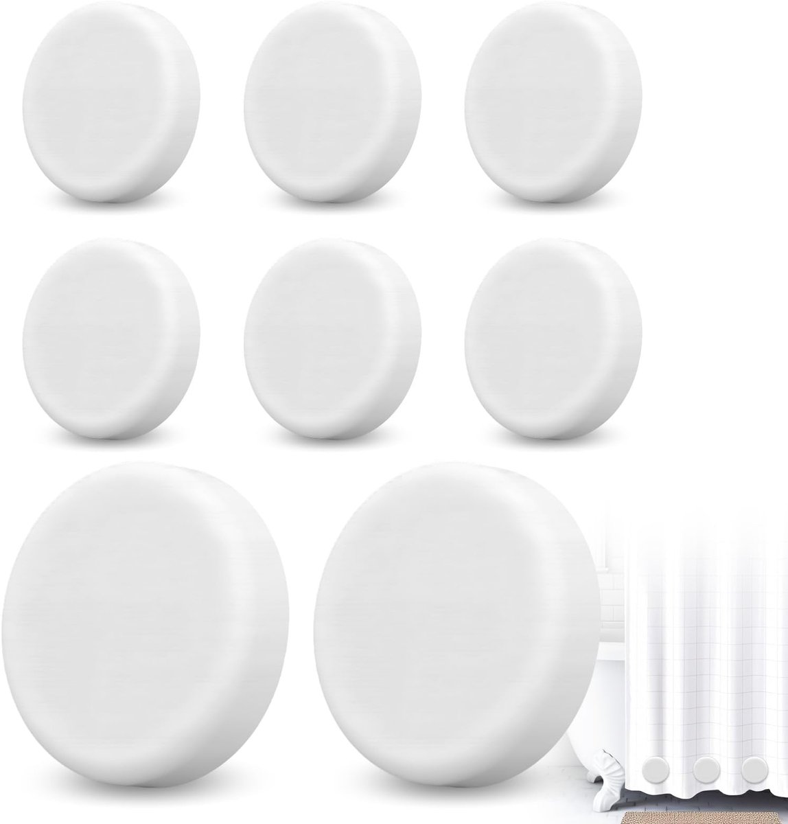 4 Paar Magnetische Gewichten - Rond Herbruikbaar - Voor Gordijnen Douchegordijnen en Tafelkleden - Voor Binnen- en Buitengebruik - Wit