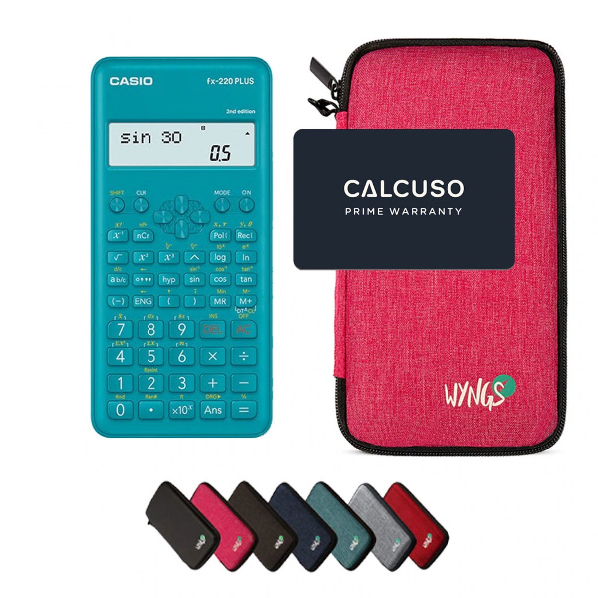 Casio fx-220 Plus 2nd edition incl. WYNGS Beschermhoes Roze - Wetenschappelijke Rekenmachine - Basis Pakket
