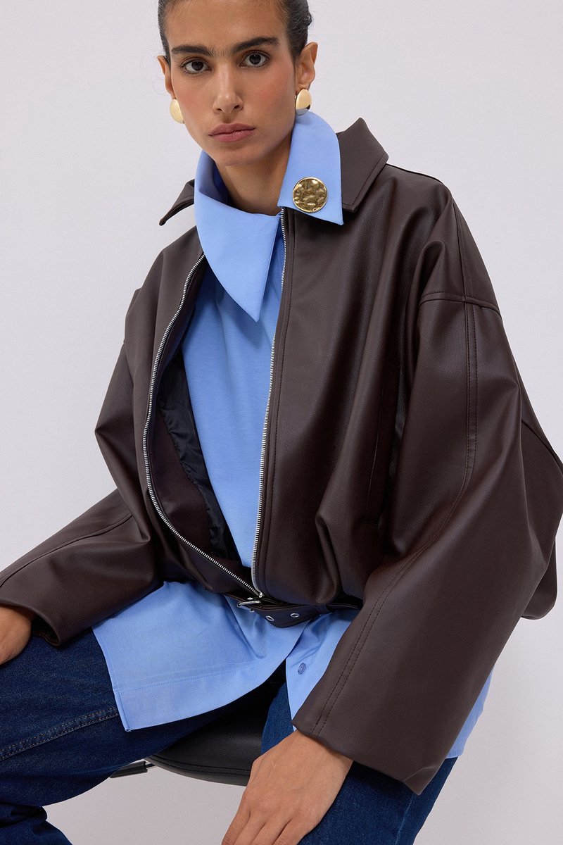 Touché Privé - Asymmetrische poplin blouse - Elektrisch blauw - Dames