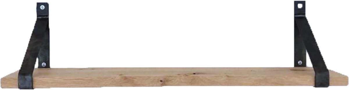 GoudmetHout Lichte Eiken Wandplank - 240x20 cm - 2 Industriële XL Plankdragers Zonder Coating Licht eiken