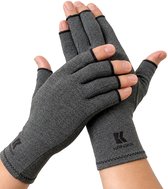 KANGKA® Compressie Handschoenen Maat S - Artrose, Reuma, Artritis, RSI, CTS - Open Vingertoppen - Grijs - Unisex