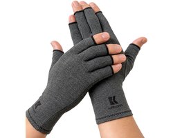 KANGKA® Compressie Handschoenen Maat S - Artrose, Reuma, Artritis, RSI, CTS - Open Vingertoppen - Grijs - Unisex