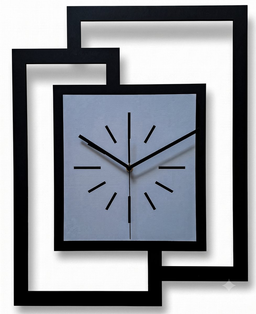 Handgemaakte Grote Houten Wandklok – Modern Minimalistisch Design, Rechthoekig Verticaal, Geruisloos, Zonder Tikkend Geluid – Voor Woonkamer, Slaapkamer, Keuken – Unieke Wanddecoratie, Industrieel Design & Stil Uurwerk, zwart -grijs