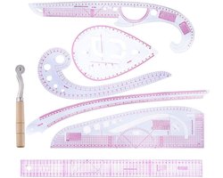 7-delige naailiniaalset - Patroonontwerp voor kleding - Multifunctionele gebogen liniaal - Geschikt voor naaien, kleding maken, mouwen, knopen en patchwork