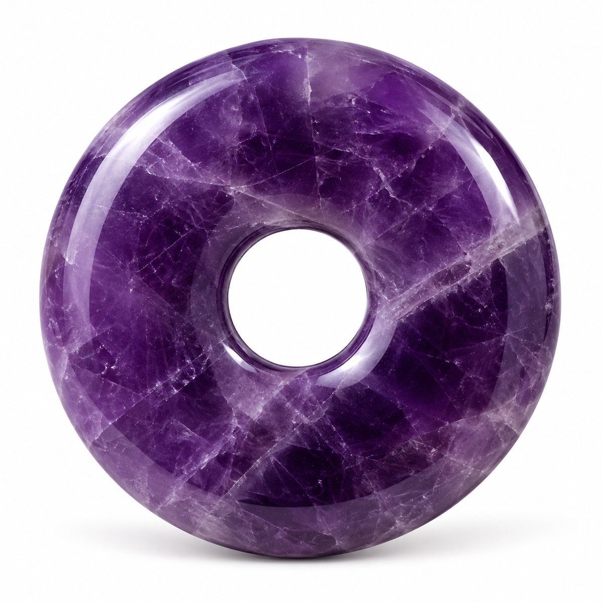 S4H® Amethist Donut Hanger – Gepolijste Edelsteen – 30 mm – Paarse Natuursteen – Rust, Balans & Spirituele Groei