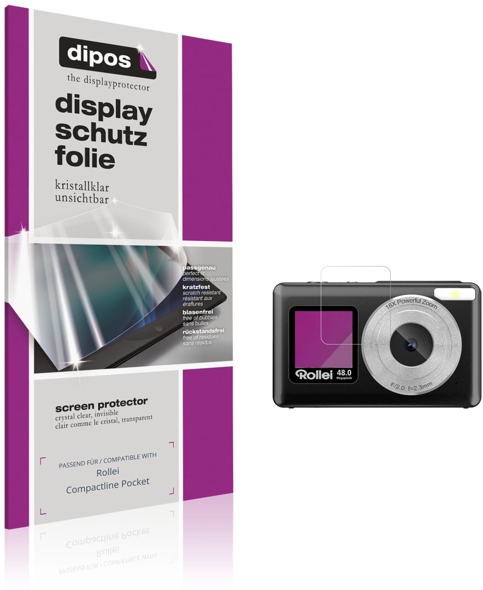 dipos – 4x Beschermfolie geschikt voor Rollei Compactline Pocket Buitenkant | Krasbestendige & heldere Screenprotector Ultra-Thin
