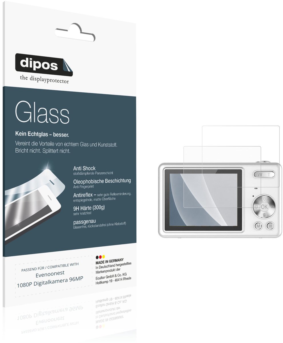 dipos – 2x Matte Pantserfolie geschikt voor Evenoonest 1080P Digitalkamera 96MP | 9H Screenprotector
