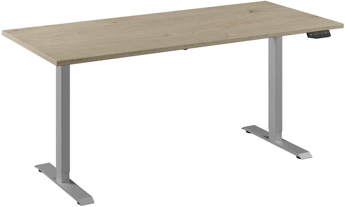 Bureau Adjust 1 Plus QA 180x80 Aluminium/Eiken wit