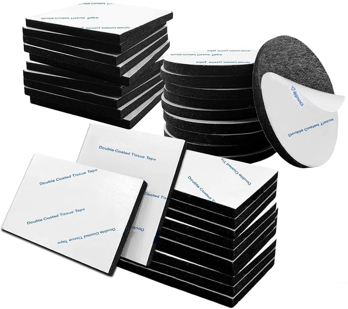 Dubbelzijdige Kleefpads - Zwart - 5 x 3 cm, 4 x 4 cm, Ø 4 cm - Extra Sterk en Waterdicht - Voor Thuis en Kantoor