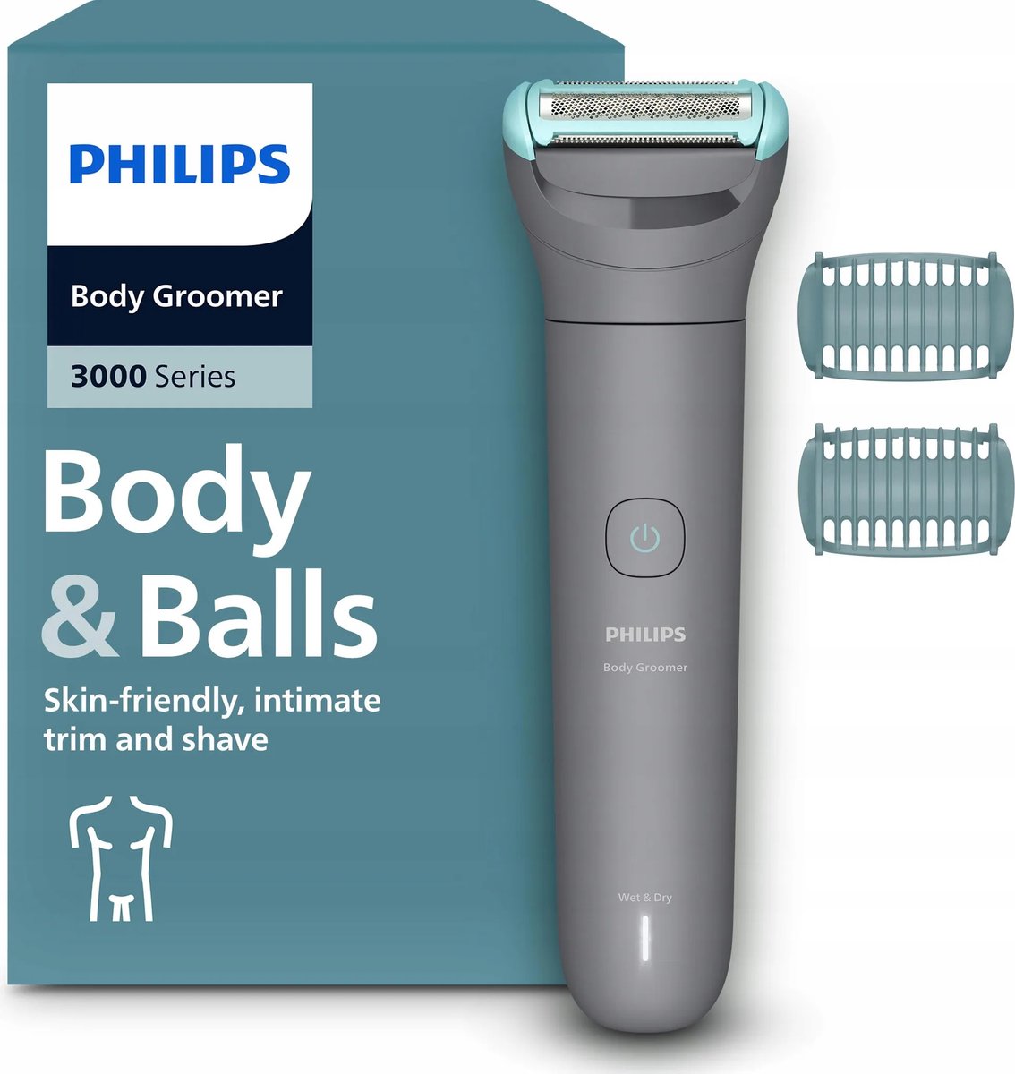 Philips Bodygroom 3000 BG3480/15 Bodytrimmer - Wet & Dry - 80 Min - 2 Opzetkammen