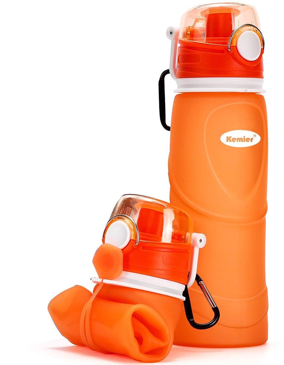 Elzusha - Opvouwbare Silicone Waterfles - 750 ml - Oranje