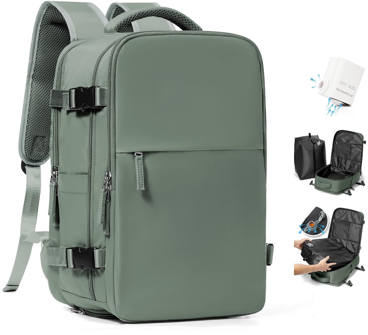 Elzusha - Backpack met Vacuumfunctie en Pomp - Handbagage voor Ryanair en Easyjet