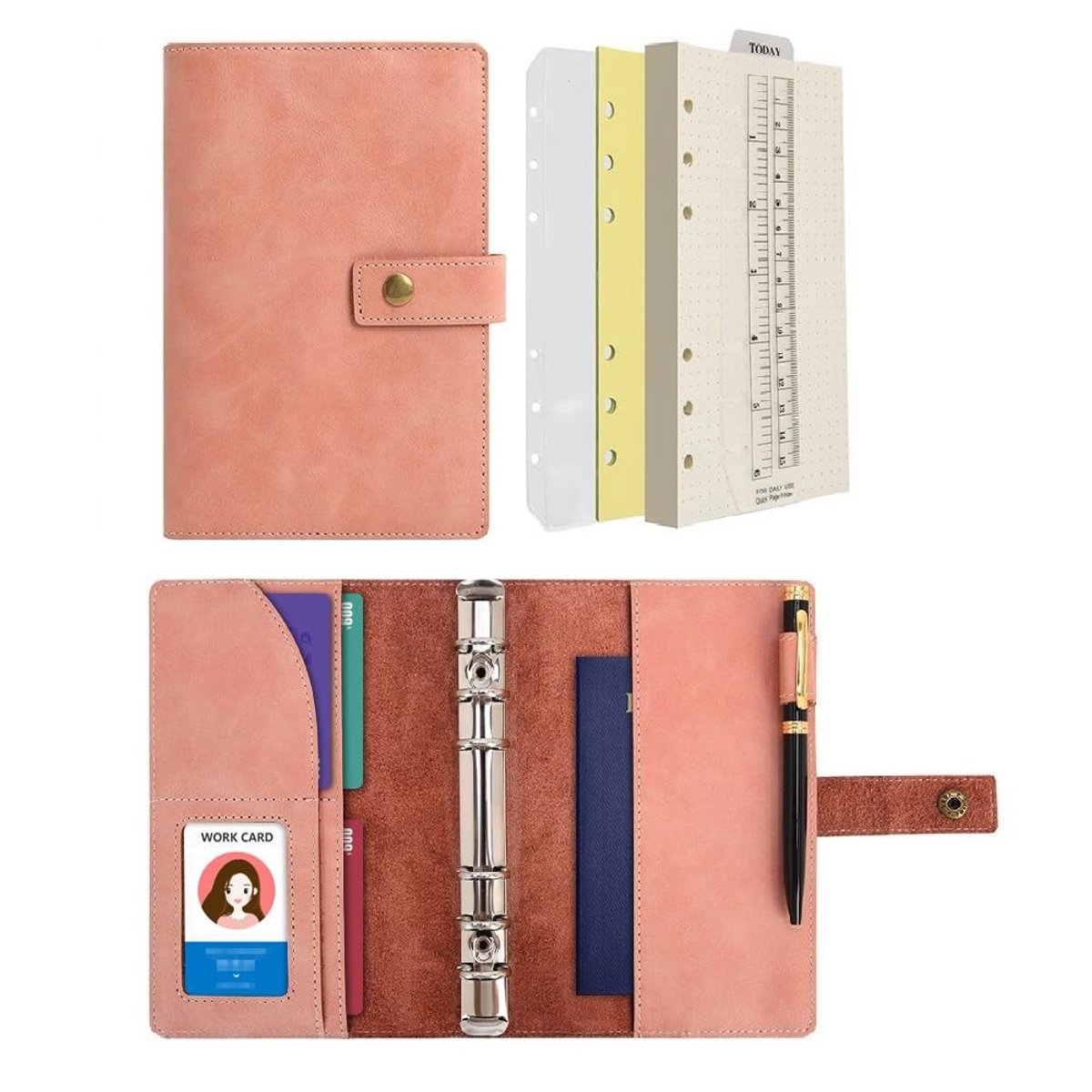 Elzusha - Refillable Notebook A6 - Dotted Grid Papier - Roze