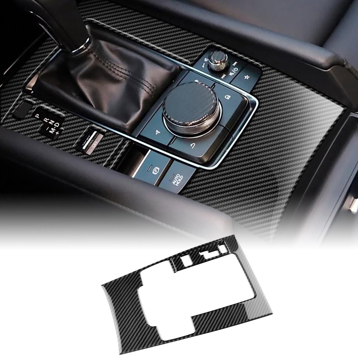 Elzusha - Carbon fibre beschermcover voor Mazda 3 BP 2019-2025 - Schakelpanelen