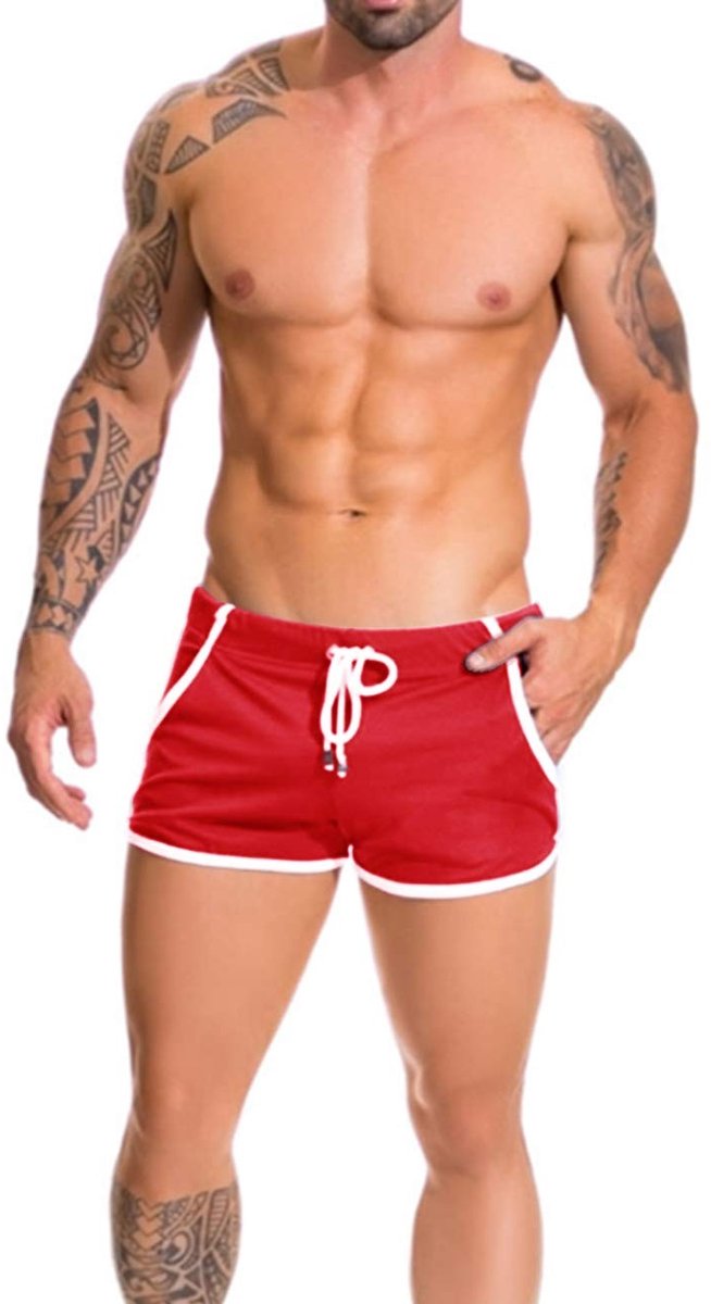 Elzusha - Sportshorts voor heren - Ademend en sneldrogend - Rood