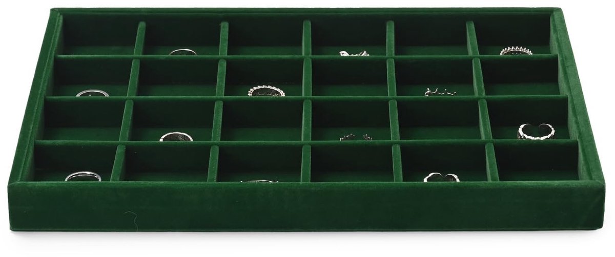 Elzusha - Velvet Sieradenbox met 24 Compartimenten en Stapelbaar Ontwerp