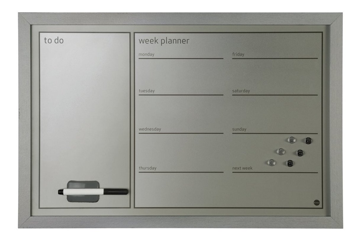 Elzusha - Wekelijkse Planner met To-Do Lijst - 60 x 40 cm - Grijs/Zilver