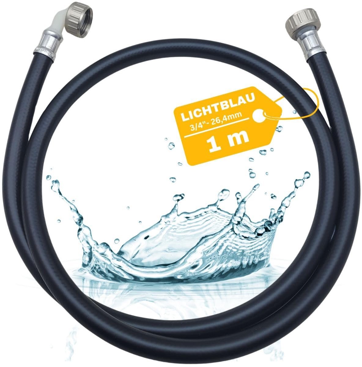 Elzusha - Warmwater toevoerslang 90 graden - 1 meter met metalen draad
