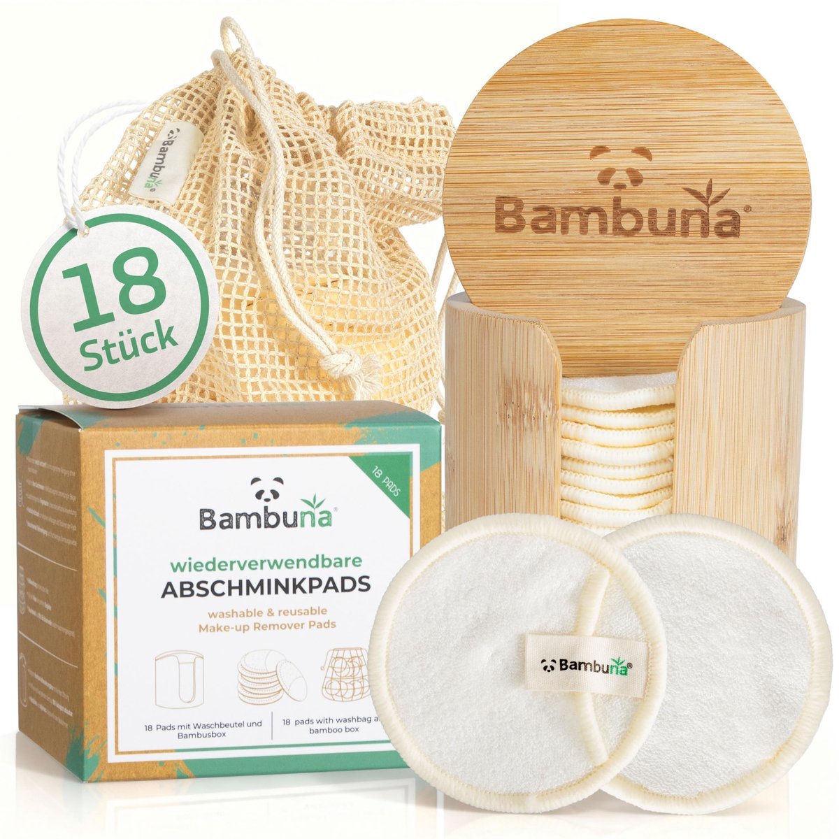 Elzusha - Herbruikbare Make-up Pads - 18 Stuks met Bamboe Doos