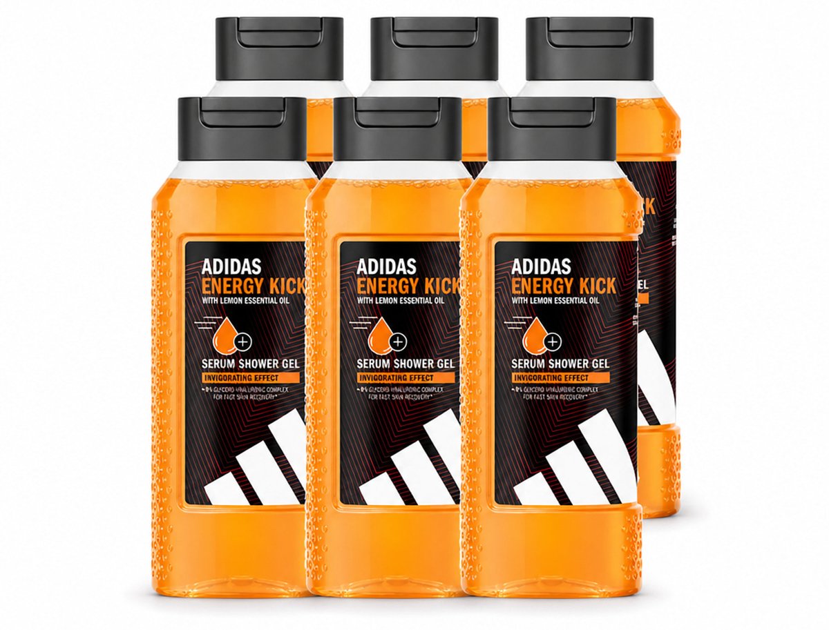 6 x Adidas – Douchegel – Active Skin & Mind Energy Kick – 250 ml - Voordeelverpakking - 6 stuks