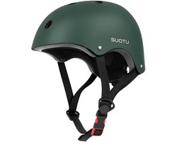 Suotu Kinderhelm - Verstelbare Fietshelm & Skatehelm - Voor Fietsen, Steppen, Skateboarden & BMX - Maat M - Groen