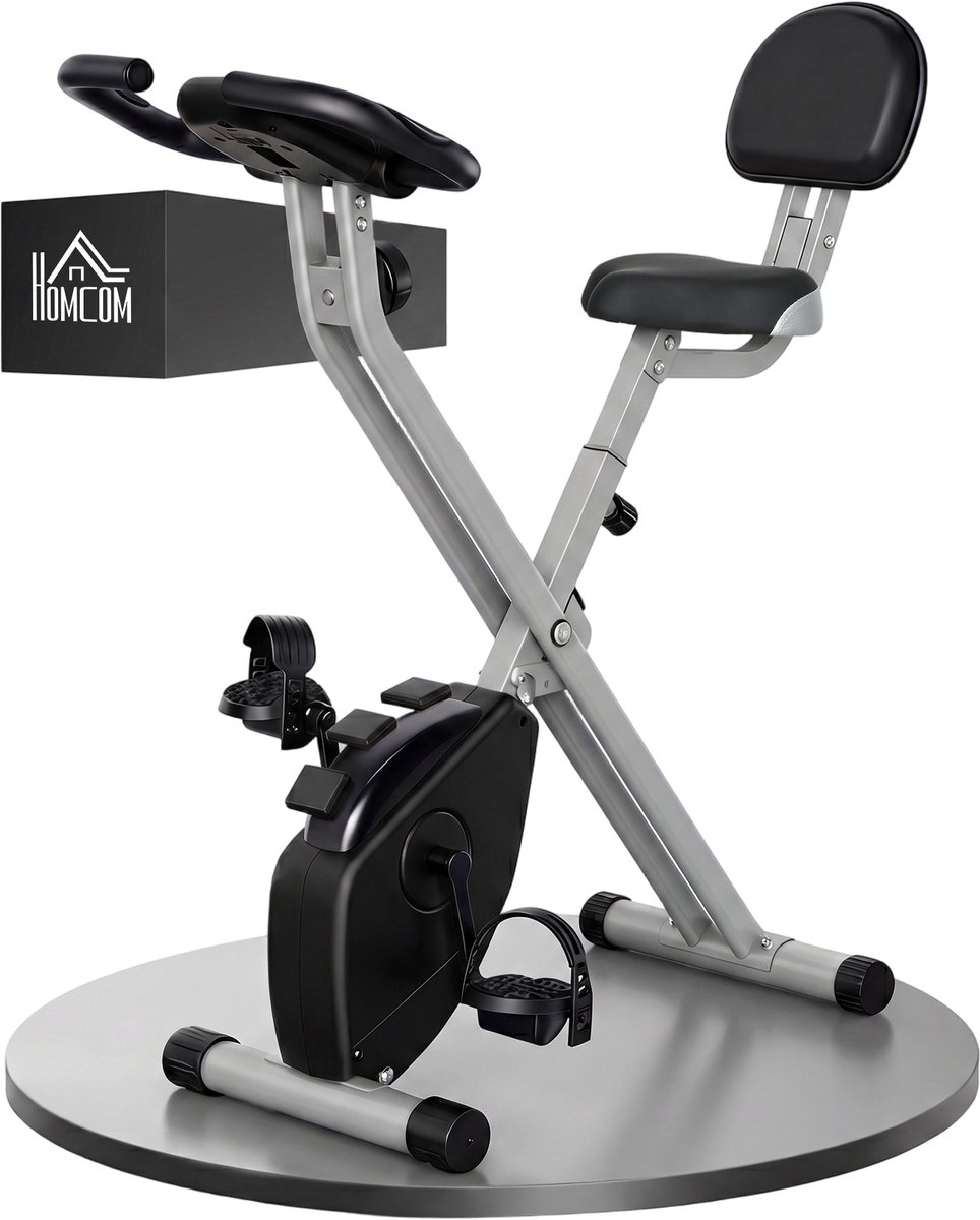 HOMCOM Magnetische Hometrainer - Staal - 43x97x109cm - Grijs