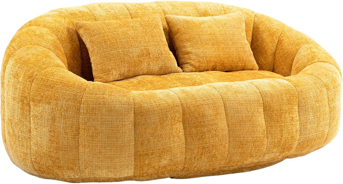 Ropilly Comfortabele Lazy Sofa - Zitzak voor Volwassenen - Schuimgevuld - Chenille - Woonkamer & Slaapkamer - Geel