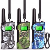 Sencision Walkie Talkie voor Kinderen Oplaadbaar - Portofoon - Walkie Talkie Oplaadbaar - Set van 3 - Tot 5 km Bereik - Zaklamp - SOS Functie - Camo Wit/Blauw/Groen