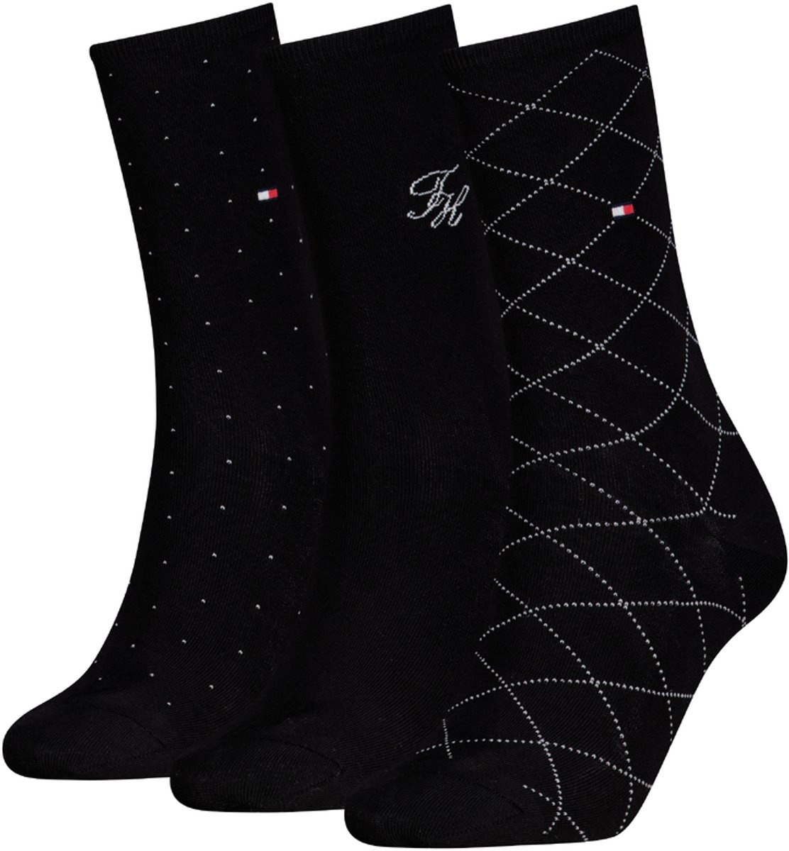 Tommy Hilfiger Damessokken Giftbox 3-Pack Zwart