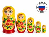 Houten Matroesjka poppen, Russische,babushka,15,5 cm hoog 5 delig handbeschilderd