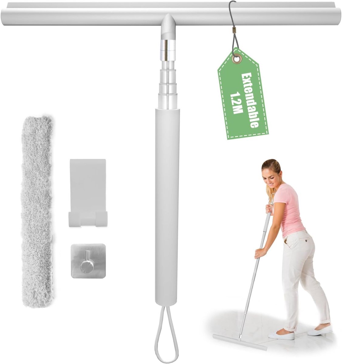 Douchewisser - 120 cm - Siliconen - Zonder Boren - Verstelbaar - Grijs