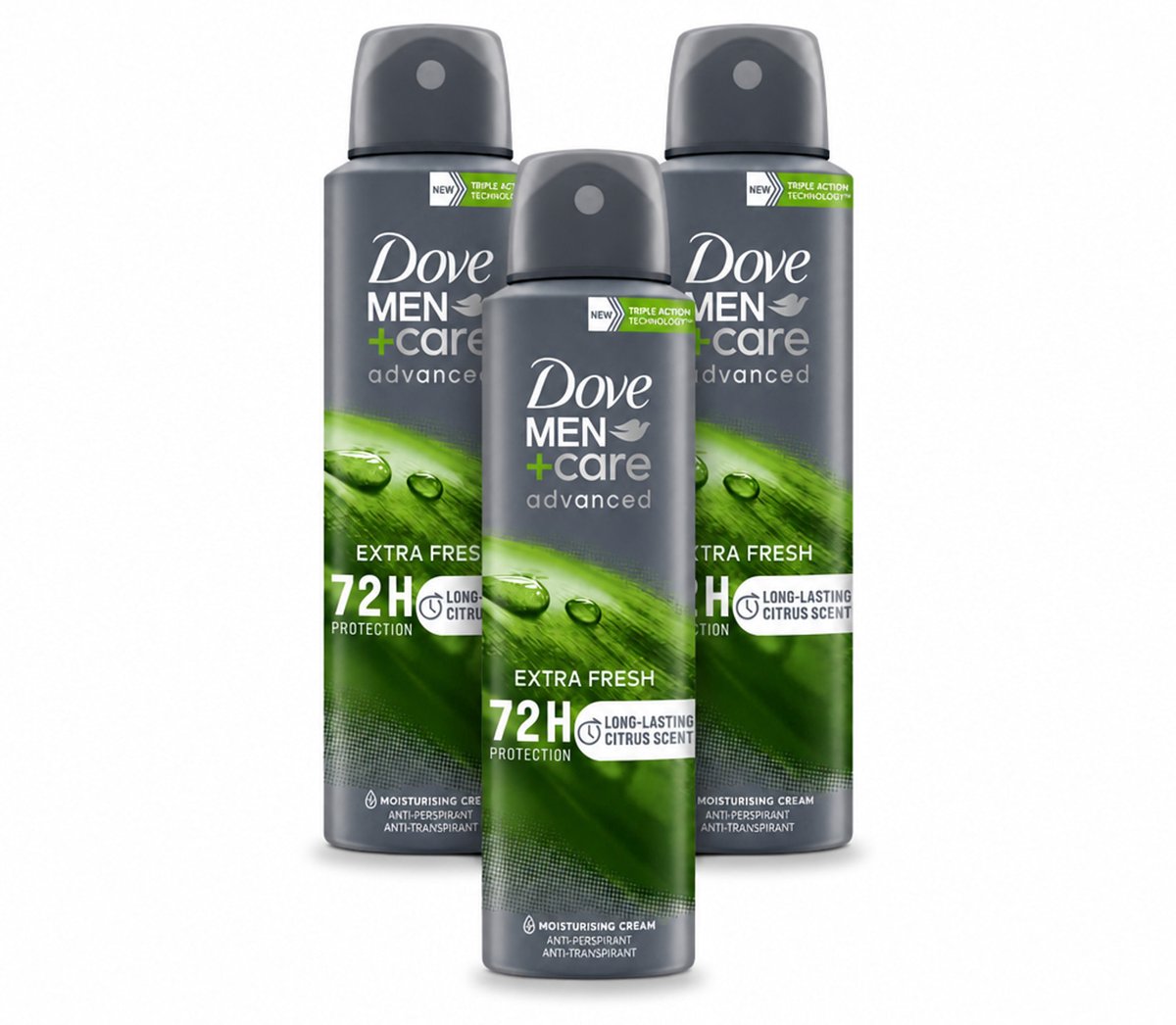 3 x Dove Men+Care Deodorant Spray - Extra Fresh - 150 ml - Bulkverpakking - 3 stuks