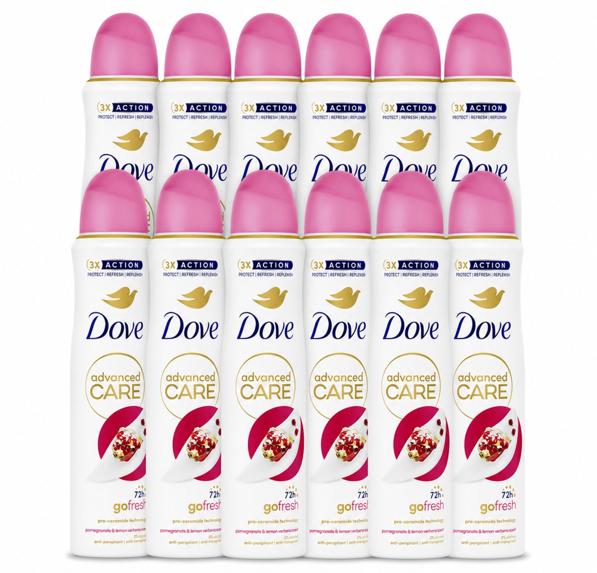 12 x Dove Deodorant Spray - Granaatappel & Citroenverbena - 150 ml - Voordeelverpakking - 12 stuks