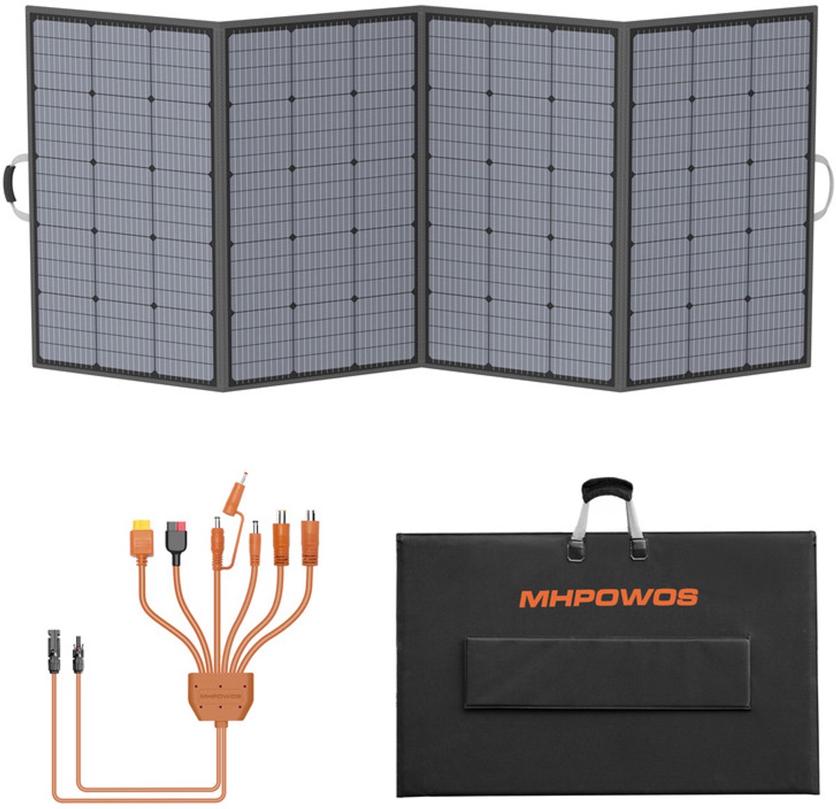 MHPOWOS 400W Opvouwbaar Zonnepaneel, Monokristallijn ETFE, IP67 Waterdicht met steunen, voor krachtstations, camper en off‑grid