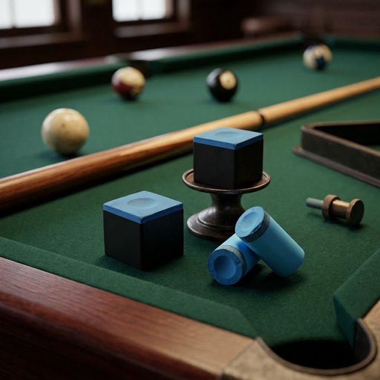 Blauw biljart krijt 4 stuks – keukrijt voor pool en snooker – 3 vierkante krijt blokjes met keu tip hulpmiddel – biljart accessoires voor 8 ball 9 ball en 10 ball — afbeelding 2