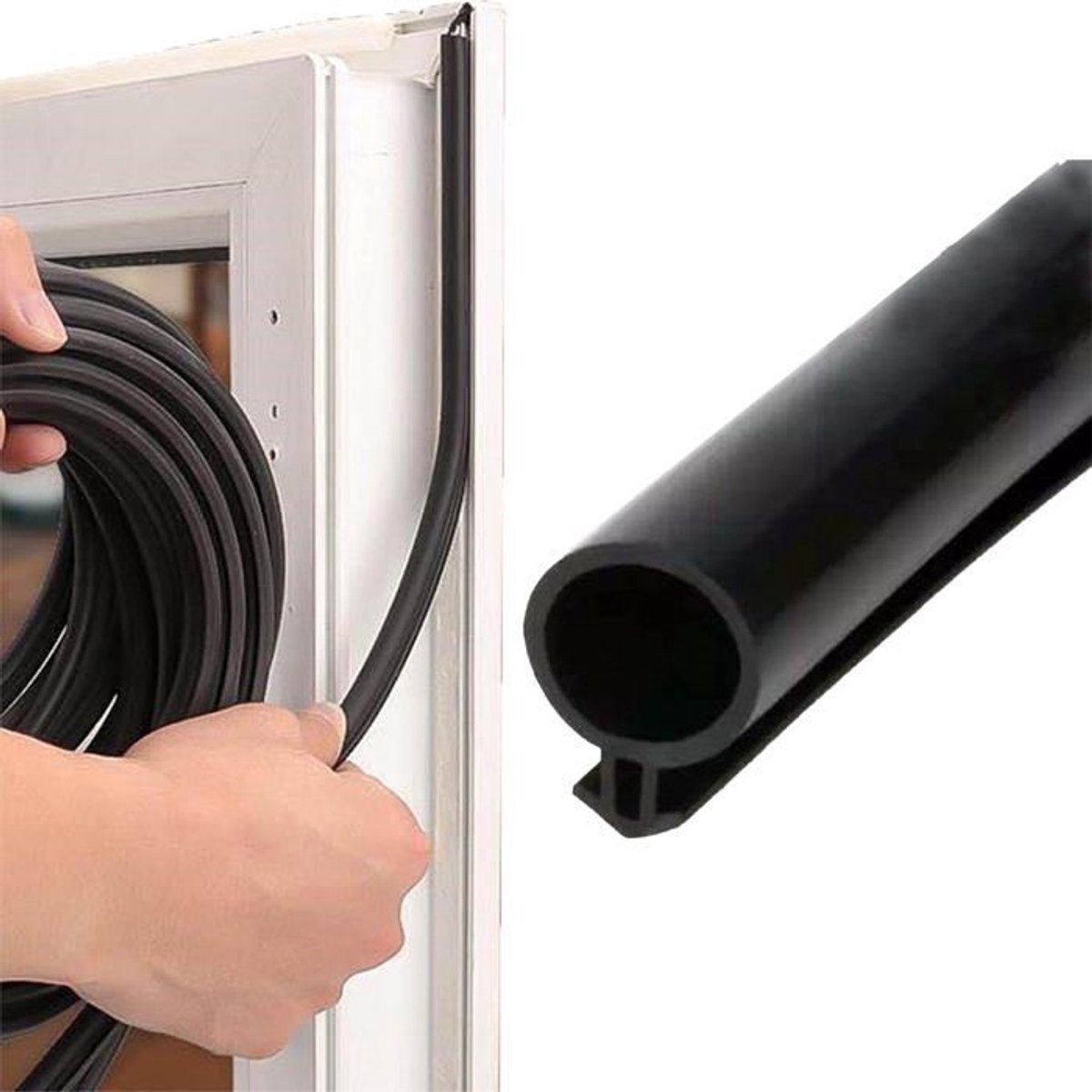 10 meter lange rubberen raamafdichtingsstrip, O-ring rubberen deurafdichtingsstrip, Geschikt voor binnenkieren van 4-8 mm (zwart).