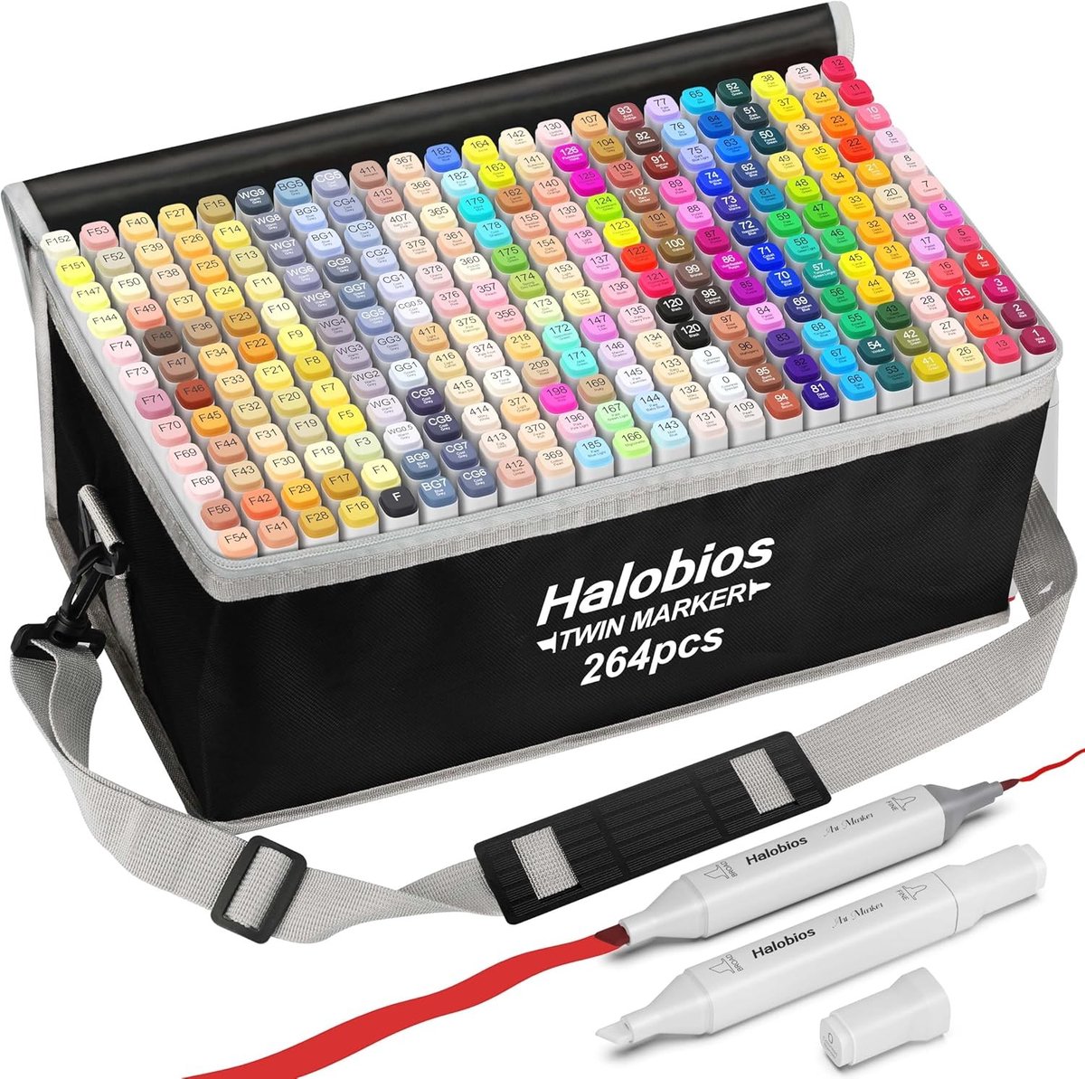 Alcohol markers set - 264 Stuks - Alcoholinkten - Dubbele Punt - Tekenen en Kleuren voor Kunstenaars