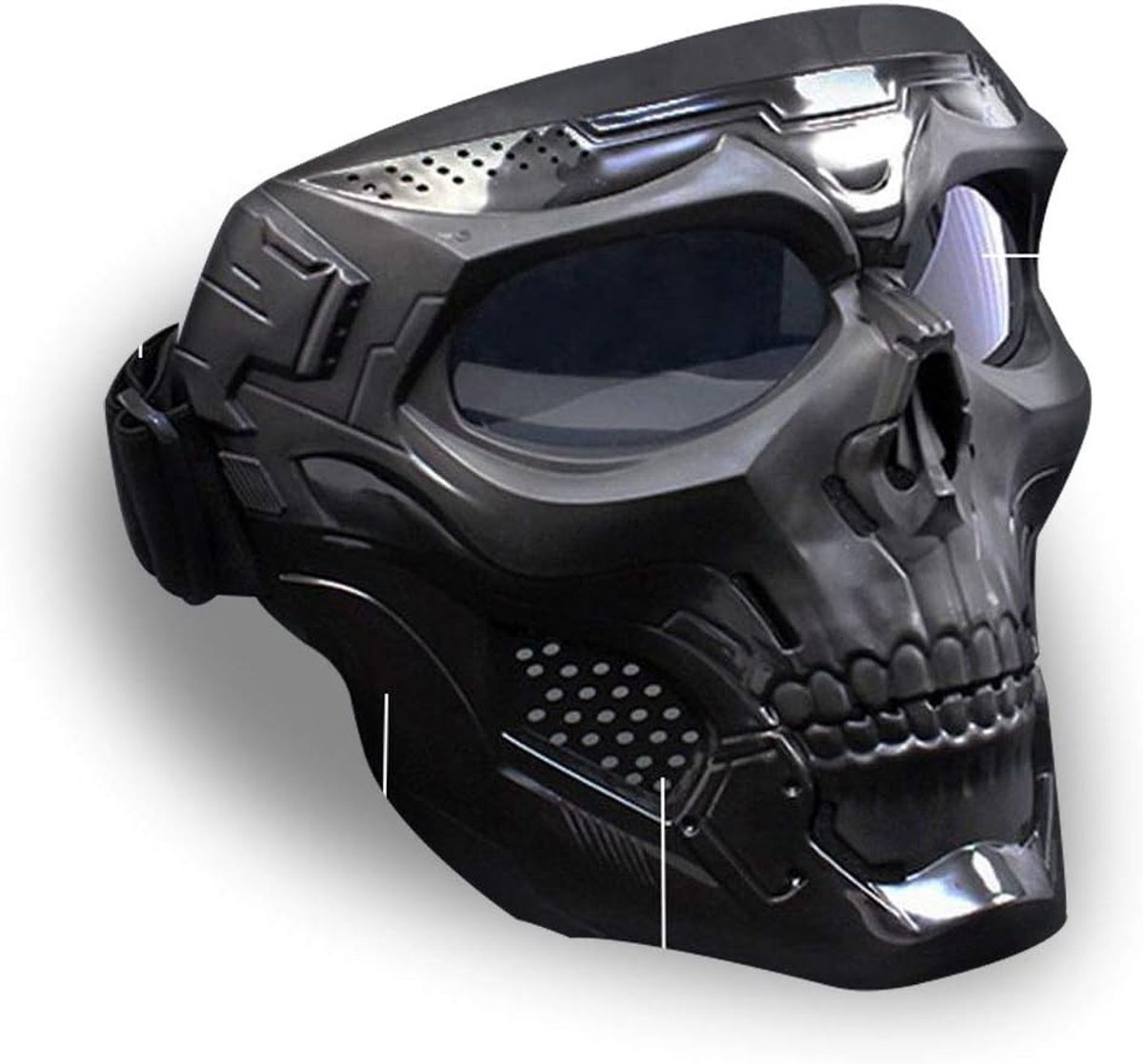 Airsoft masker - Halloween - Motorbril met Afneembaar Gezichtsmasker - TPU Frame en Ademend Katoen - Voor Motorcross en Outdoor Activiteiten
