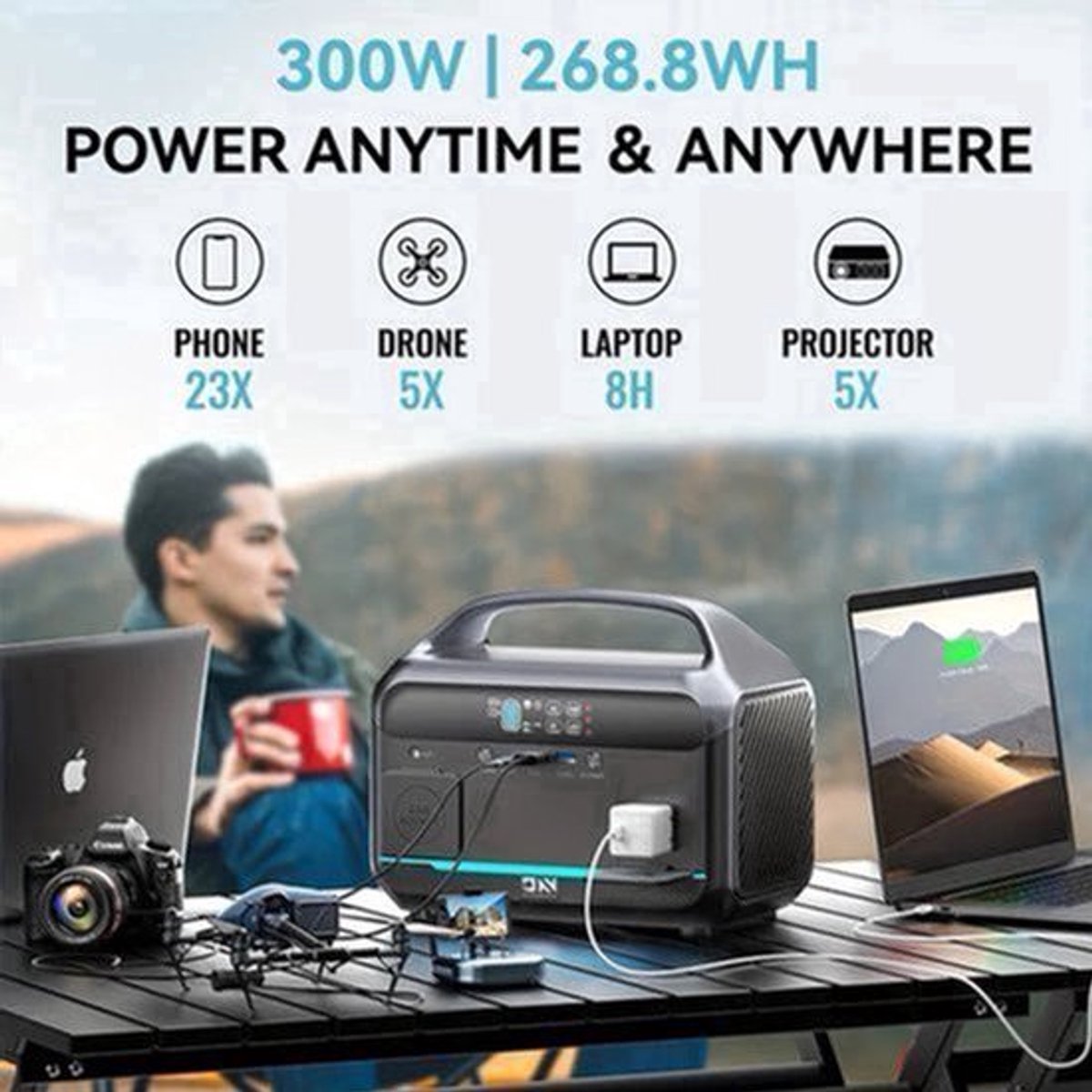 Draagbare Powerstation – Mobiele Generator – Noodstroom – Energiebron – Compact – 300W Continu – Lithium-IJzerfosfaat Batterij