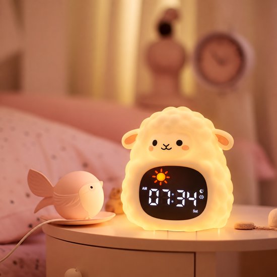 Maness® Schaap Slaaptrainer - Kinderwekker - Slaapwekker - Met nachtlamp functie en wekker timer - Slaaphulp voor kinderen vanaf de peuter leeftijd - Ook leuk als nachtlampje voor baby's van Maness — afbeelding 5