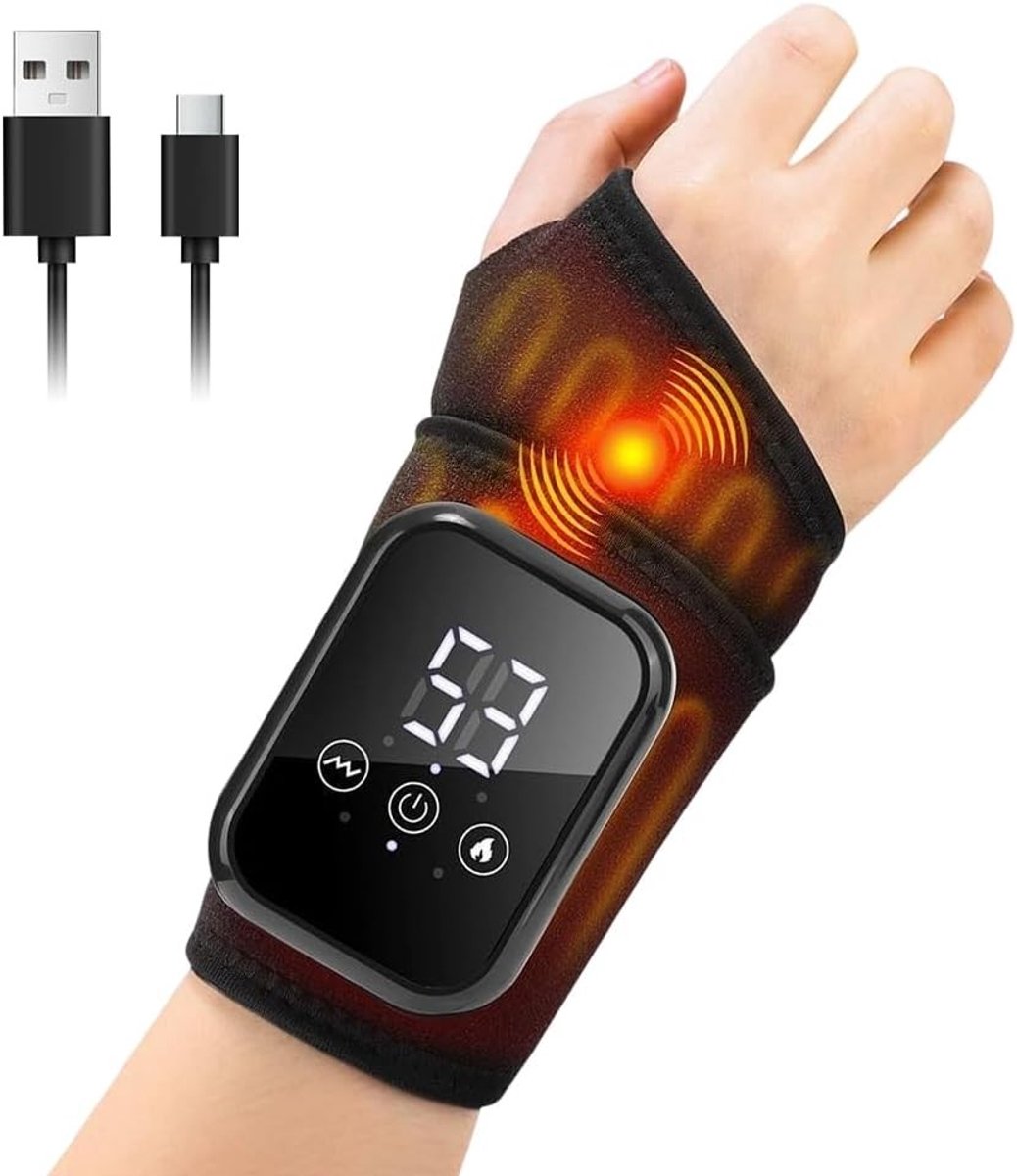 Draadloze handmassager met verwarmfunctie, 3 massage-instellingen en 3 temperatuur niveaus voor ontspanning van handen en polsen