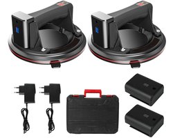 GDE - Elektrische vacuümzuignap set - Krachtige zuigkracht - Inclusief koffer - Accu - Glasdrager - Vacuüm zuignappen - 2 Stuks