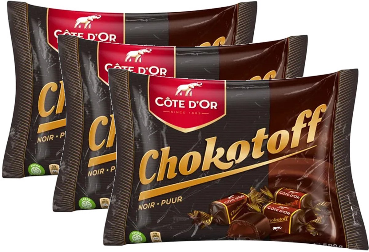 Cote d'Or Chokotoff Puur Toffee - Multipack - Chocolade Toffee - 1500g (3x500g)
