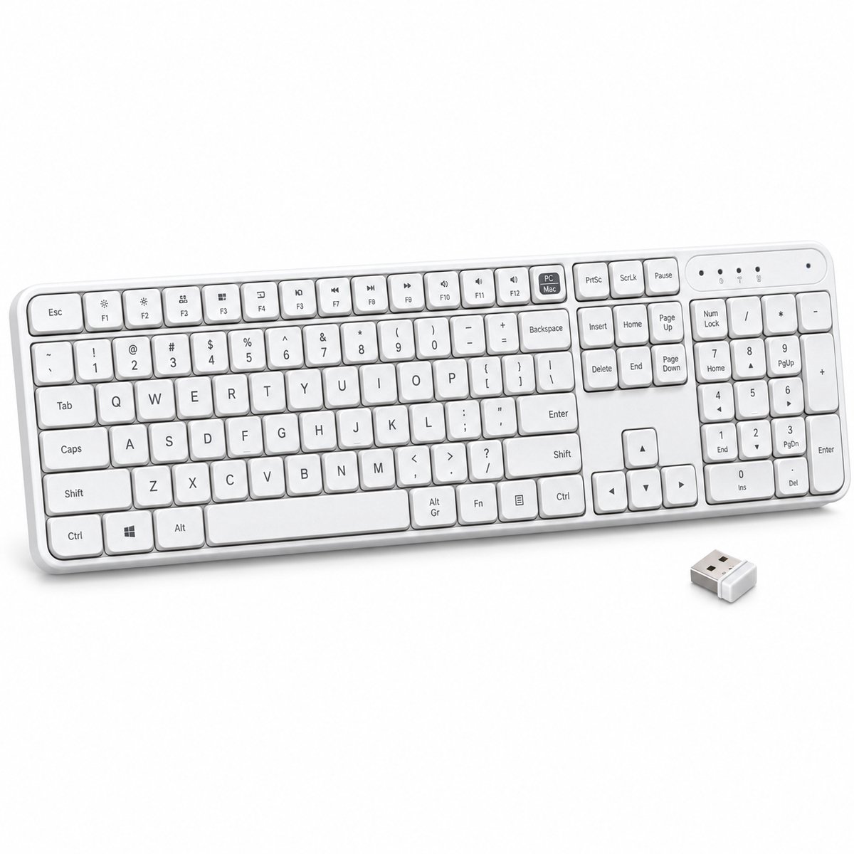 Elementkey PureType K105 - Draadloos Toetsenbord - Nederlandse QWERTY - Full Size met Numpad - 2,4 GHz - PC/Mac - Wit