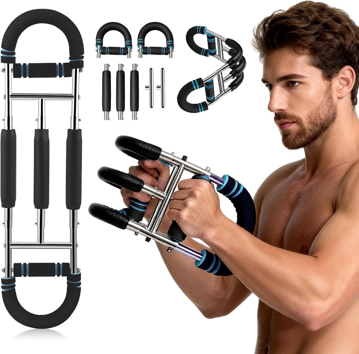 Verstelbare Power Torsion Bar voor Krachttraining, 30-50 kg, Ideaal voor Armen en Schouders, Draagbaar en Demontabel voor Thuis of Sportschool Fitness
